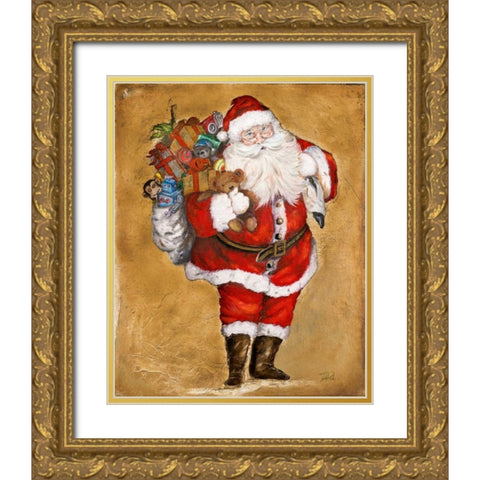 Jolly Night on Gold Gold Ornate Wood Framed Art Print with Double Matting by Pinto, Patricia
