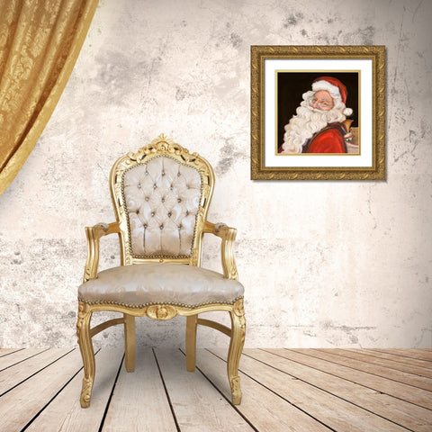 Smiling Santa Gold Ornate Wood Framed Art Print with Double Matting by Pinto, Patricia