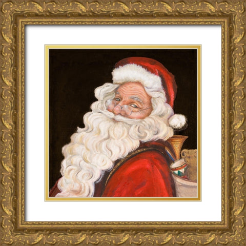 Smiling Santa Gold Ornate Wood Framed Art Print with Double Matting by Pinto, Patricia