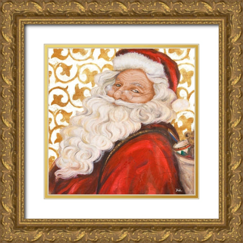 Gold Damask Santa Gold Ornate Wood Framed Art Print with Double Matting by Pinto, Patricia