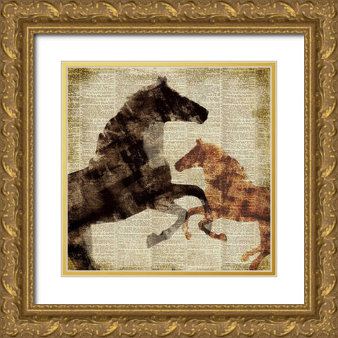 Horses I Gold Ornate Wood Framed Art Print with Double Matting by Meneely, Dan