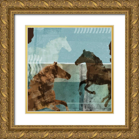 Around the Stable II Gold Ornate Wood Framed Art Print with Double Matting by Meneely, Dan
