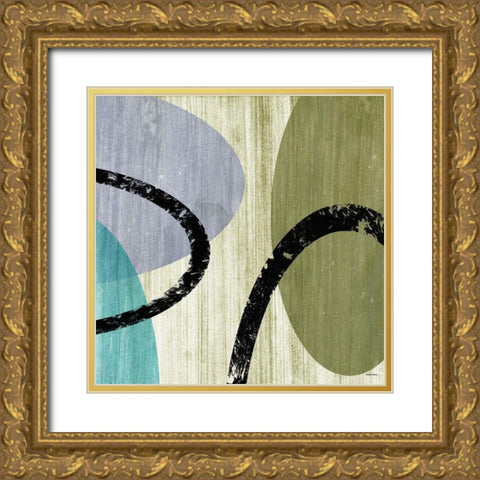 Elastic Blue V Gold Ornate Wood Framed Art Print with Double Matting by Marcon, Michael
