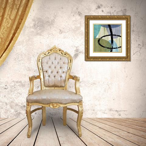 Elastic Blue IV Gold Ornate Wood Framed Art Print with Double Matting by Marcon, Michael