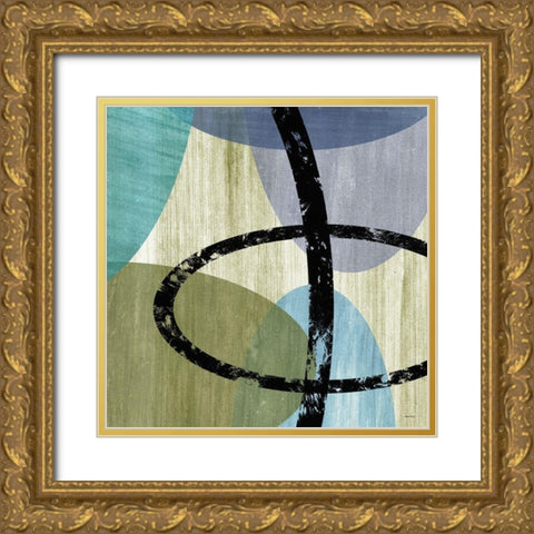 Elastic Blue IV Gold Ornate Wood Framed Art Print with Double Matting by Marcon, Michael