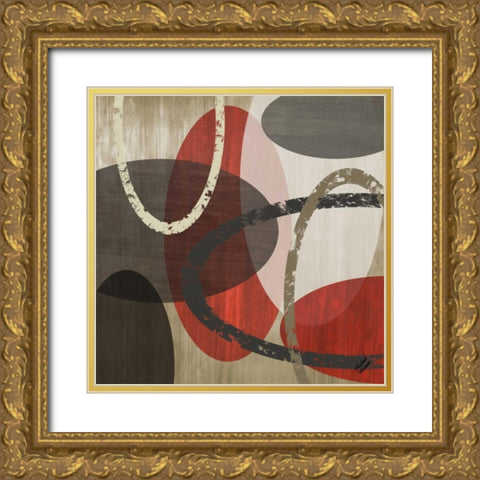 Elastic Red II Gold Ornate Wood Framed Art Print with Double Matting by Marcon, Michael