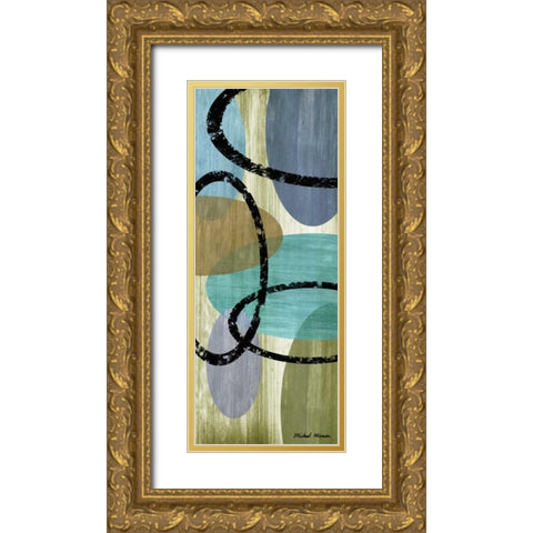 Elastic Blue II Gold Ornate Wood Framed Art Print with Double Matting by Marcon, Michael