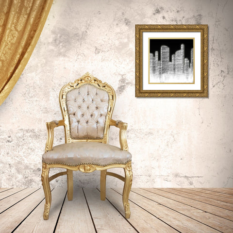 Black and White City II Gold Ornate Wood Framed Art Print with Double Matting by Studio, Sd Graphics