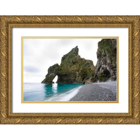 Beach Cave Gold Ornate Wood Framed Art Print with Double Matting by Coppel, Anna