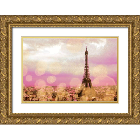Paris Sparkles Gold Ornate Wood Framed Art Print with Double Matting by Navas, Emily