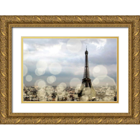 City of Lights Gold Ornate Wood Framed Art Print with Double Matting by Navas, Emily