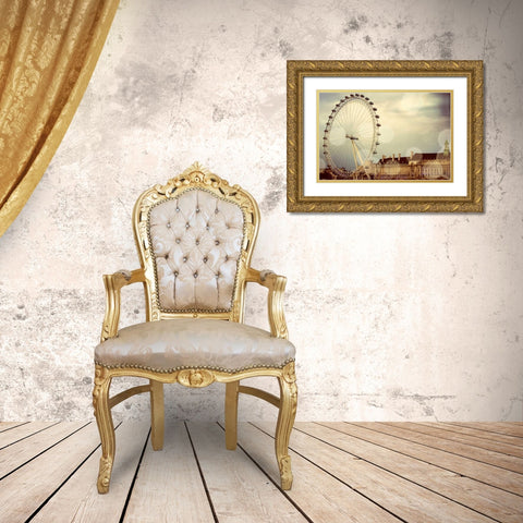 London Ferris Wheel Gold Ornate Wood Framed Art Print with Double Matting by Navas, Emily