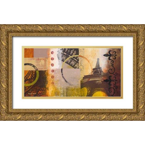 Eiffel II Gold Ornate Wood Framed Art Print with Double Matting by Marcon, Michael