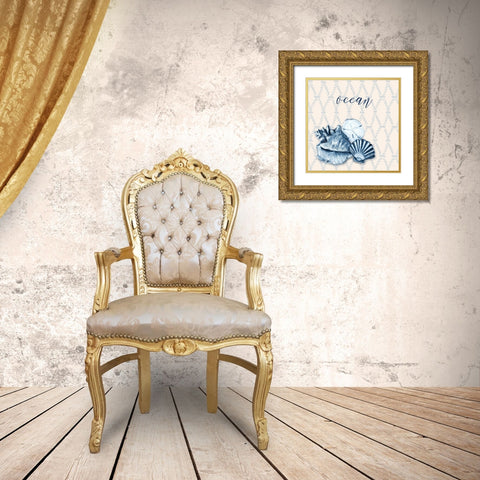 Ocean Waves I Gold Ornate Wood Framed Art Print with Double Matting by Hakimipour, Tiffany