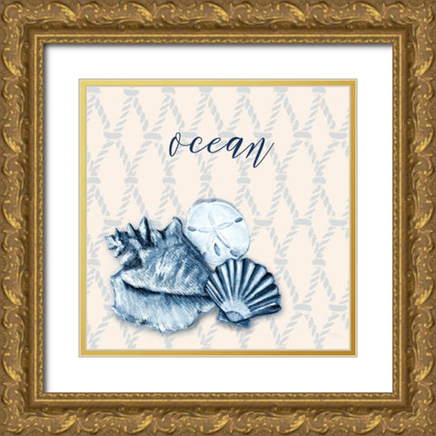 Ocean Waves I Gold Ornate Wood Framed Art Print with Double Matting by Hakimipour, Tiffany