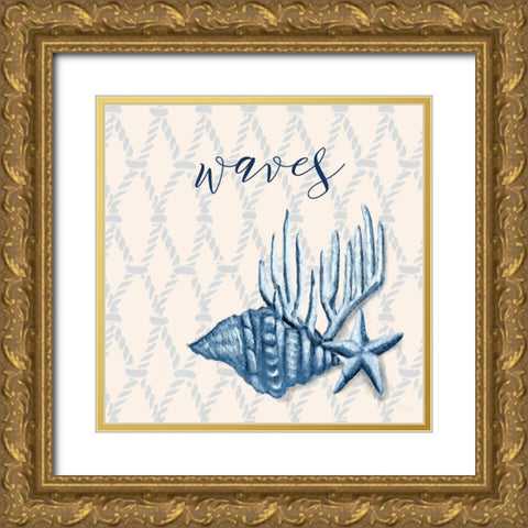 Ocean Waves II Gold Ornate Wood Framed Art Print with Double Matting by Hakimipour, Tiffany