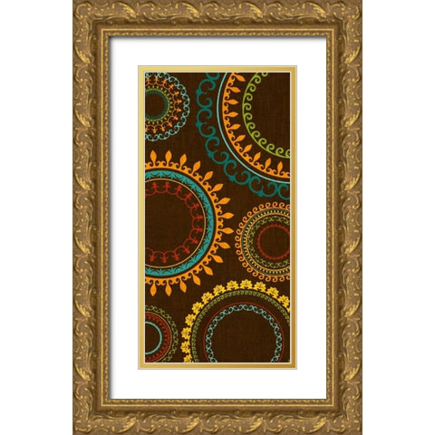 New Suzani Panel II Gold Ornate Wood Framed Art Print with Double Matting by SD Graphics Studio
