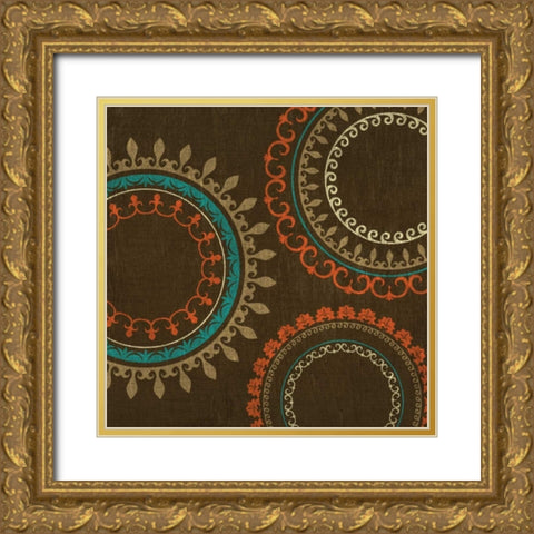 Chocolate Suzani II Gold Ornate Wood Framed Art Print with Double Matting by Studio, Sd Graphics