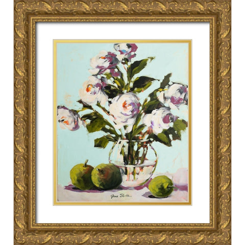 White Rose Gold Ornate Wood Framed Art Print with Double Matting by Slivka, Jane