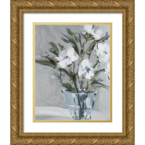 Evening Flowers Gold Ornate Wood Framed Art Print with Double Matting by Slivka, Jane