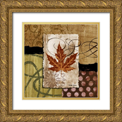 Contemporary Leaf II Gold Ornate Wood Framed Art Print with Double Matting by Marcon, Michael