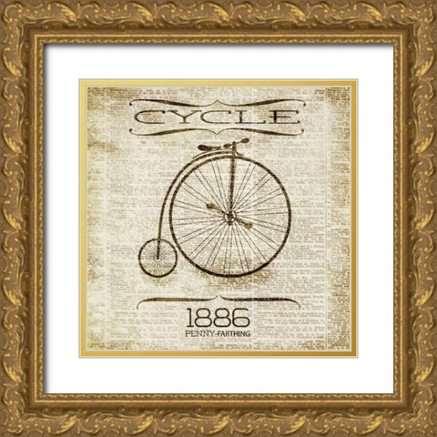 CYCLE 1886 Gold Ornate Wood Framed Art Print with Double Matting by SD Graphics Studio
