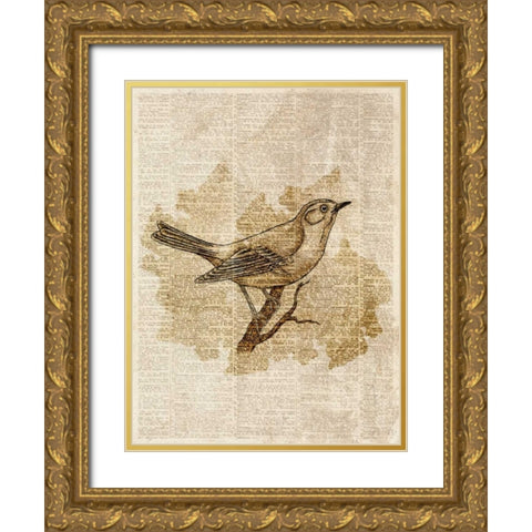 Vintage Bird II Gold Ornate Wood Framed Art Print with Double Matting by Studio, Sd Graphics
