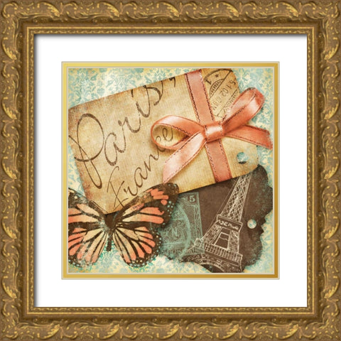 Vintage Travels I Gold Ornate Wood Framed Art Print with Double Matting by SD Graphics Studio