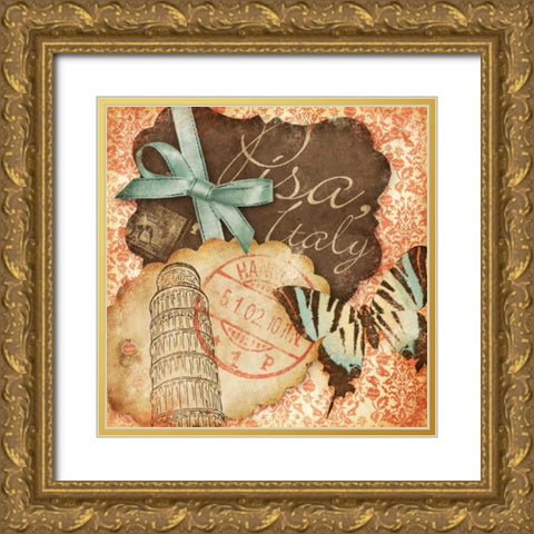 Vintage Travels II Gold Ornate Wood Framed Art Print with Double Matting by SD Graphics Studio