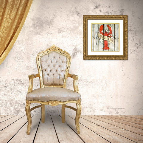 Catch of the Day Square Gold Ornate Wood Framed Art Print with Double Matting by SD Graphics Studio