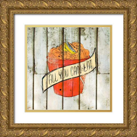 All You Can Eat Gold Ornate Wood Framed Art Print with Double Matting by SD Graphics Studio