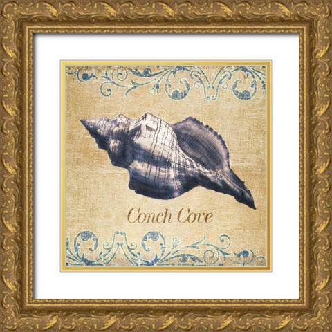 Conch Cove Gold Ornate Wood Framed Art Print with Double Matting by SD Graphics Studio