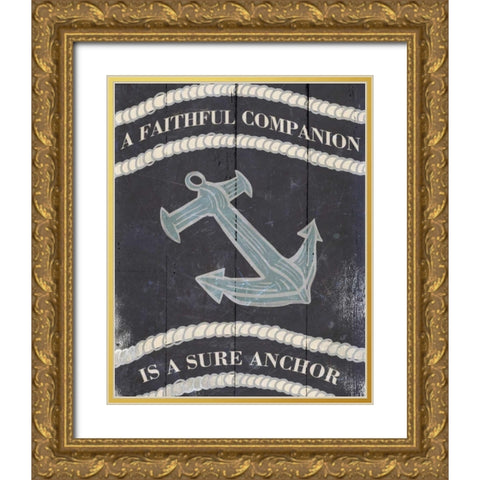 Anchor I Gold Ornate Wood Framed Art Print with Double Matting by SD Graphics Studio