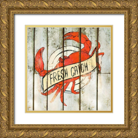 Fresh Catch Square Gold Ornate Wood Framed Art Print with Double Matting by SD Graphics Studio