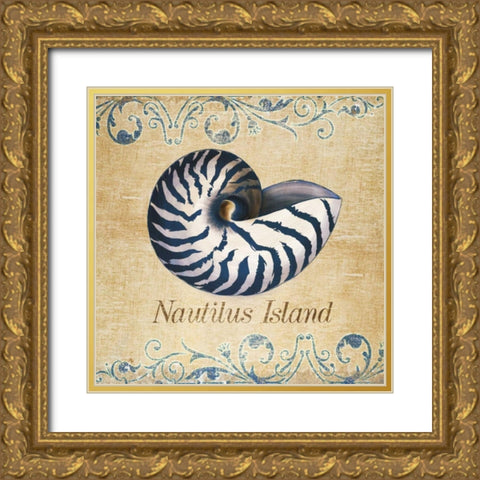 Nautilus Island Gold Ornate Wood Framed Art Print with Double Matting by SD Graphics Studio