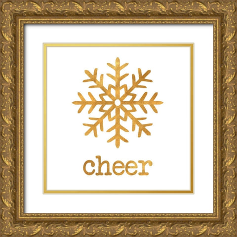 Holiday Cheer Gold Ornate Wood Framed Art Print with Double Matting by SD Graphics Studio