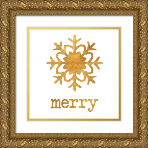 Golden Snow Flake Gold Ornate Wood Framed Art Print with Double Matting by SD Graphics Studio