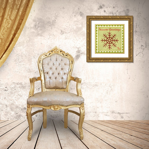 Holiday Stamp I Gold Ornate Wood Framed Art Print with Double Matting by SD Graphics Studio