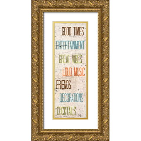 Social II Gold Ornate Wood Framed Art Print with Double Matting by SD Graphics Studio