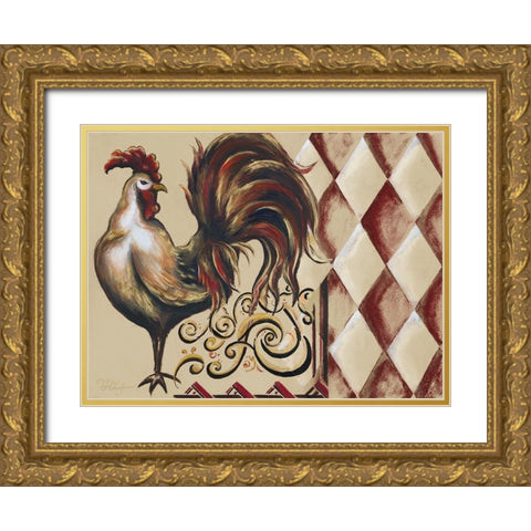 Rules the Roosters Plaid I Gold Ornate Wood Framed Art Print with Double Matting by Hakimipour, Tiffany