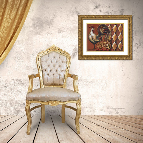 Rules the Roosters I Gold Ornate Wood Framed Art Print with Double Matting by Hakimipour, Tiffany