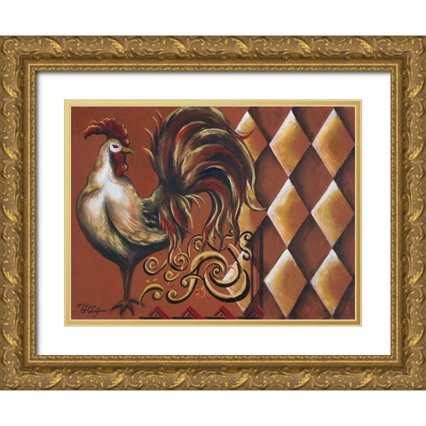 Rules the Roosters I Gold Ornate Wood Framed Art Print with Double Matting by Hakimipour, Tiffany