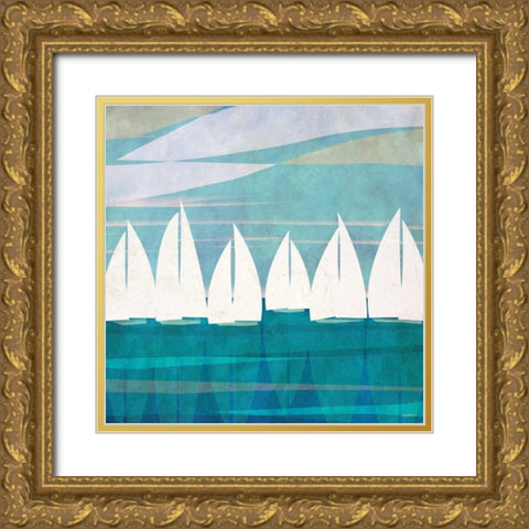 Afternoon Regatta I Gold Ornate Wood Framed Art Print with Double Matting by Meneely, Dan