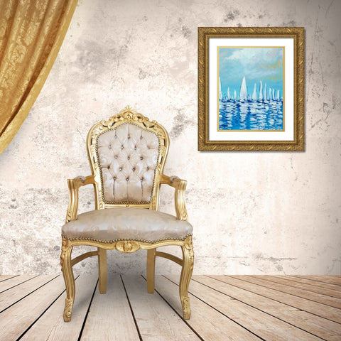Sailing I Gold Ornate Wood Framed Art Print with Double Matting by Meneely, Dan