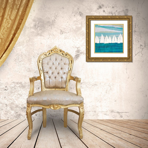 Afternoon Regatta II Gold Ornate Wood Framed Art Print with Double Matting by Meneely, Dan