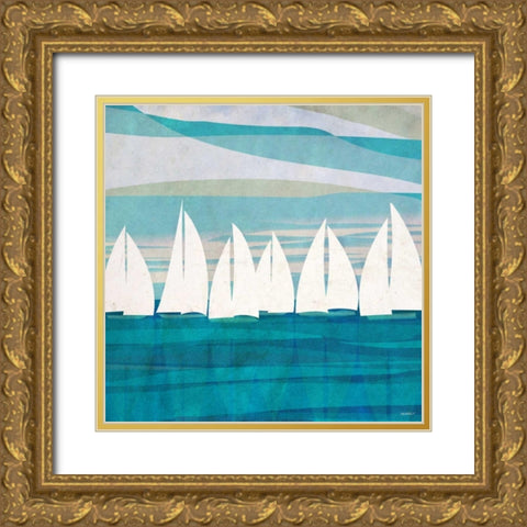 Afternoon Regatta II Gold Ornate Wood Framed Art Print with Double Matting by Meneely, Dan