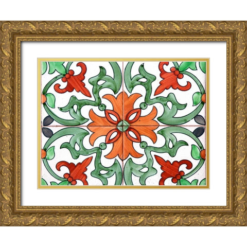 Spanish Tiles I Gold Ornate Wood Framed Art Print with Double Matting by Rodriguez, Jairo
