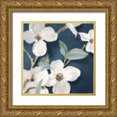 Bella Fiori on Navy II Gold Ornate Wood Framed Art Print with Double Matting by Loreth, Lanie
