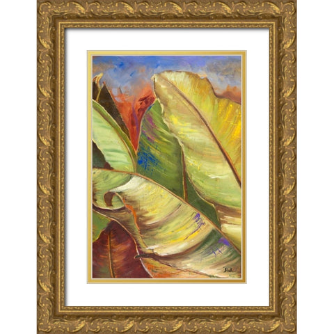 Through the Leaves Square Panel I Gold Ornate Wood Framed Art Print with Double Matting by Pinto, Patricia