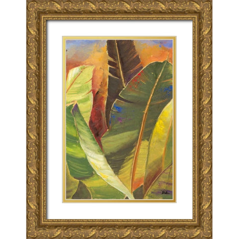 Through the Leaves Square Panel II Gold Ornate Wood Framed Art Print with Double Matting by Pinto, Patricia